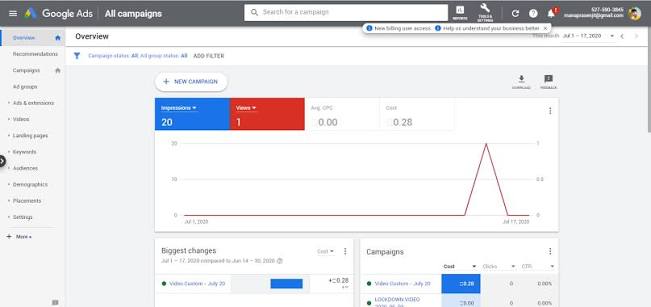 Google video campaign impressions and cost tracking